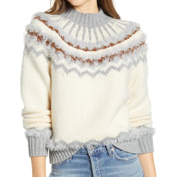 Lou & Grey Sweaters - Lou & Grey Ivory & Gray Fair Isle Sweater NWT